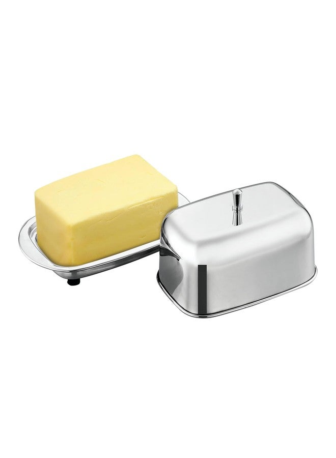 JVL Stainless Steel Butter Dish with Lid & Knob, Anti-Slip Base, Hygienic, Rust-Resistant Butter Container for Refrigerator & Table Use - 500g - Image 1